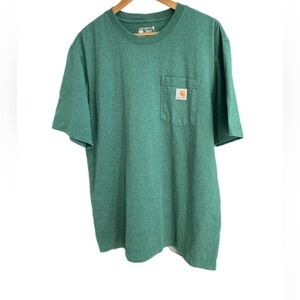Carhartt Shirt Mens Large Green Workwear Short Sleeve Cotton Loose Fit EUC